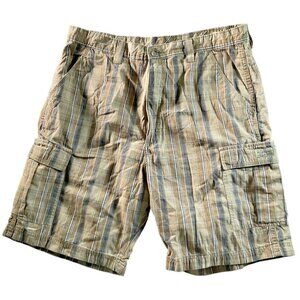 Wrangler Cargo Shorts‎ Mens 36 Brown Tan Plaid Classic Outdoor Pockets Casual
